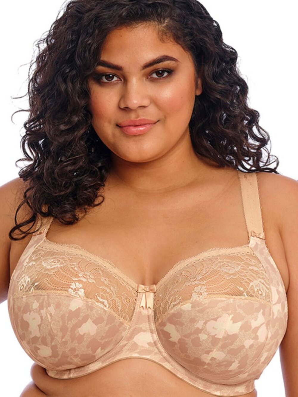 Elomi Morgan Stretch Banded Underwire Bra Size 42I Beige Lace Trim EL4110TOD